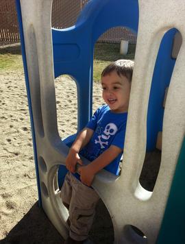 A boy at the school playground